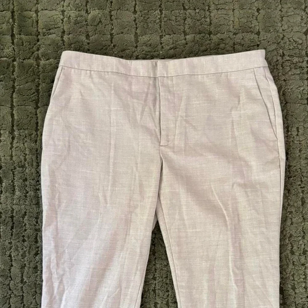 Zara beige linen look cropped trousers